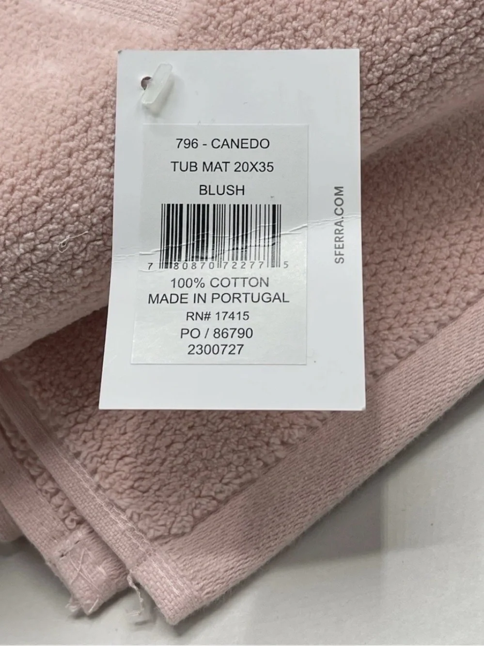 Sferra Canedo Nuovo Bath Tub Mat Blush Combed Cotton 20x35